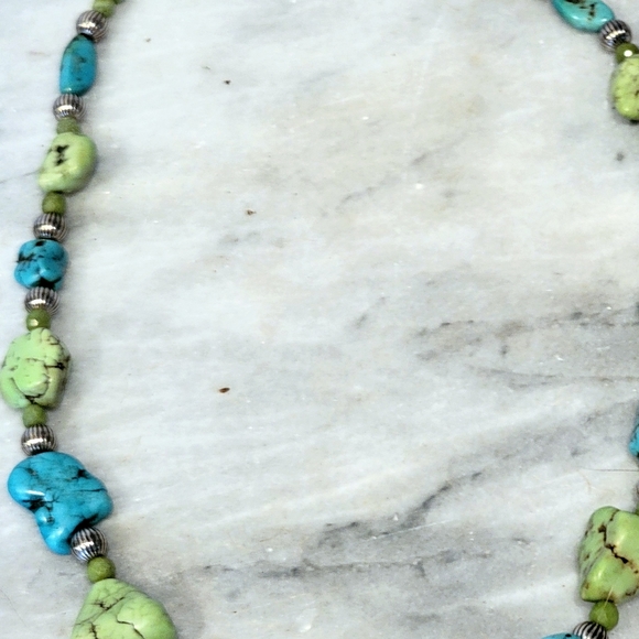 Artisan Crafted Sterling Turquoise Jade Necklace 24.5" - Picture 7 of 8